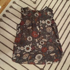 Gray floral top with front button detail